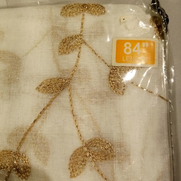 Caspia 50"W x 84"L Rod Pocket Sheer Window Panel Gold Embroidered Vine NEW - Picture 6 of 9